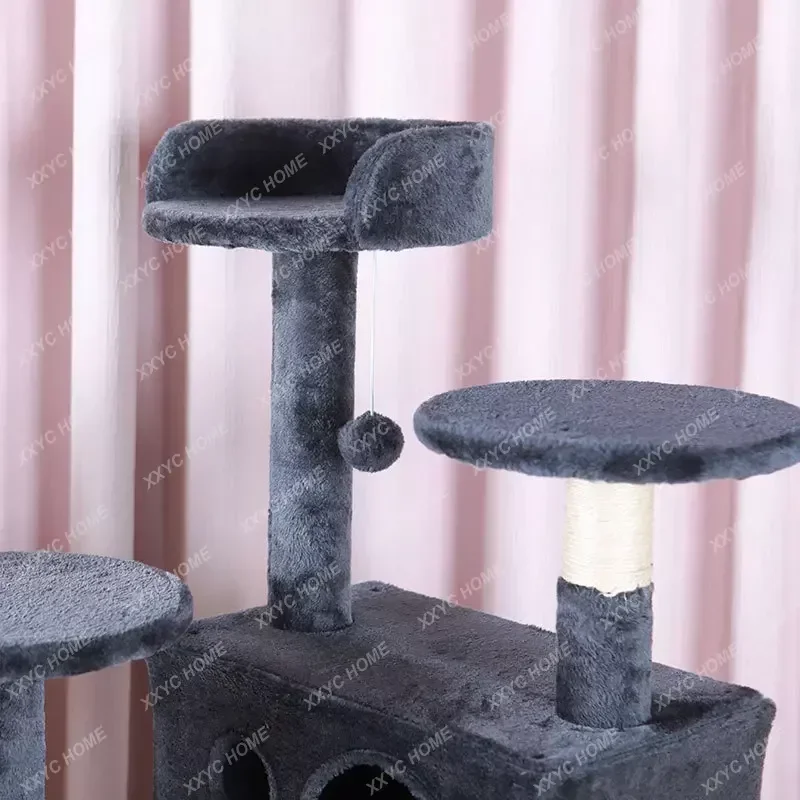 Árbol para gatos de varios niveles, poste para rascar, gris oscuro, 59 pulgadas de alto