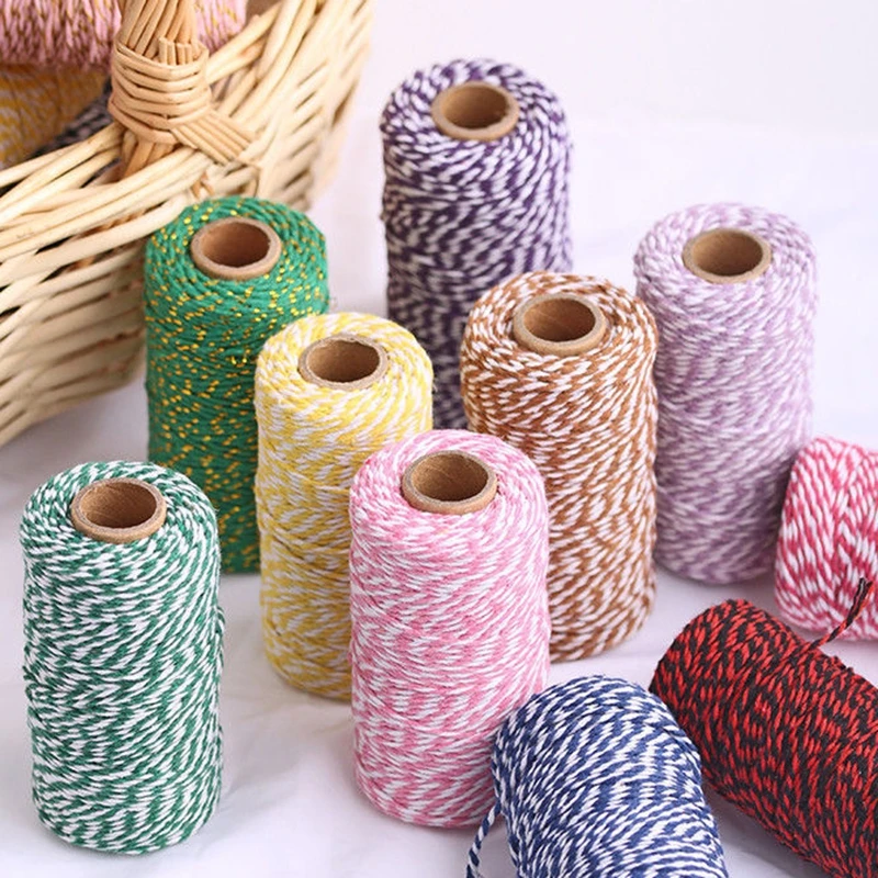 100M/Roll Bakers Twine String Cotton Cords Rope For Home Decor Handmade Christmas Gift Packing Craft DIY Wrapping Gift