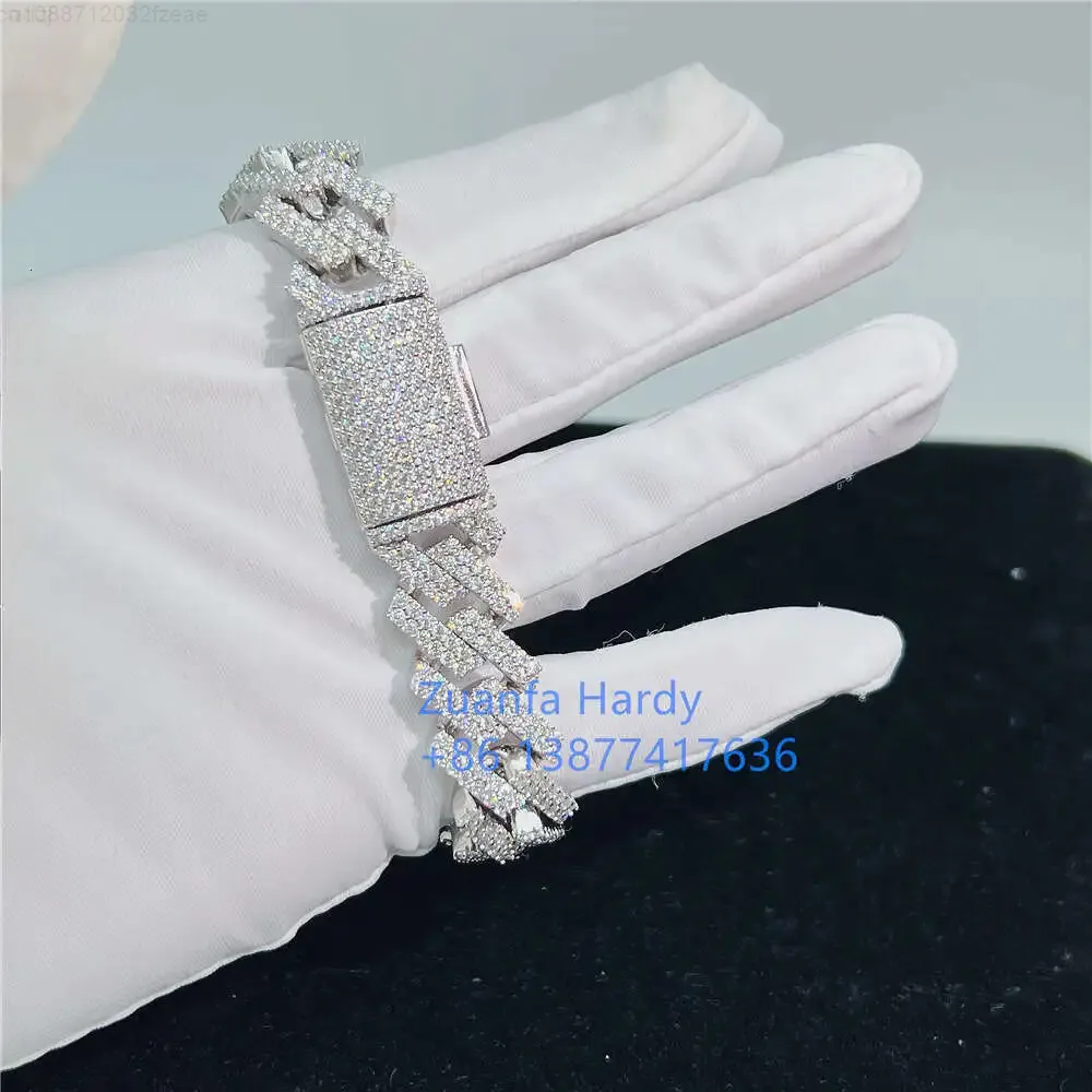 Pass Diamond Tester 925 Sterling Silver Iced Out Vvs Moissanite Miami Cuban Link Chain Ankle Bracelet