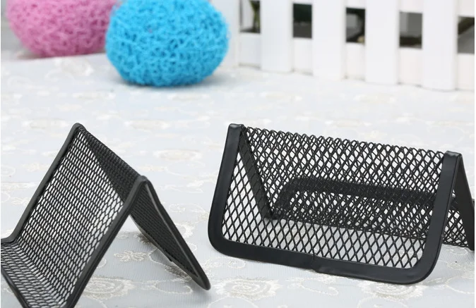 1pc Metal Mesh Portable Business Name Card Holder Display Stand Rack Desktop Table Organizer Home Desk Storage Stand