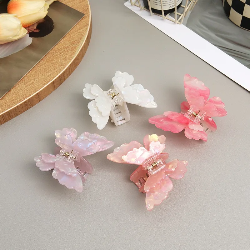 레트로 요정 나비 헤어 클로 아세테이트 크랩 헤어 클립 스위트 프린세스 샤크 헤어핀 여성 소녀 헤어 액세서리