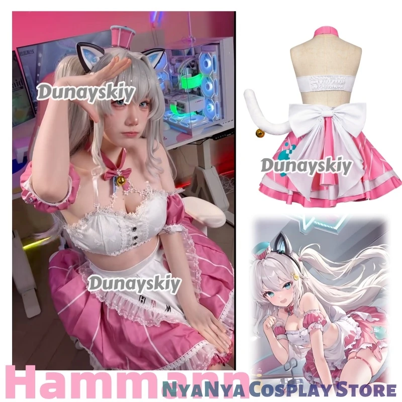 

Hammann Anime Azur Lane Cosplay Costume New Girl Maid Dress Apron Socks Tie Halloween Party Lolita Woman Hammann Uniform