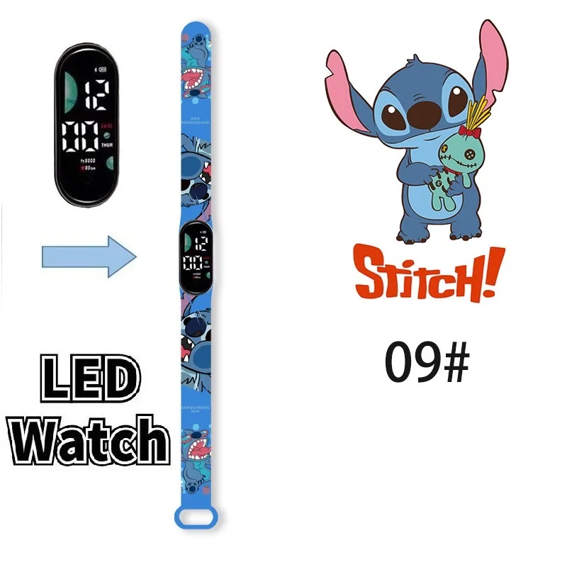 Disney Stitch Kinderhorloges Cartoon Anime Karakter Lichtgevende Armband Horloge Led Touch Waterdichte Sport Kids Geschenken Horloge