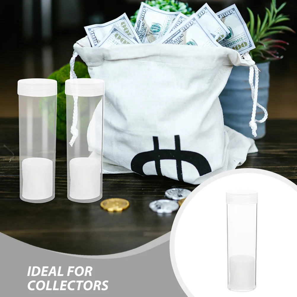 20 قطعة أنابيب تخزين العملات المعدنية حامل بلاستيك شفاف غطاء المسمار المنظم 31 مللي متر مستلزمات تجميع العملات المعدنية الشفافة المستديرة
