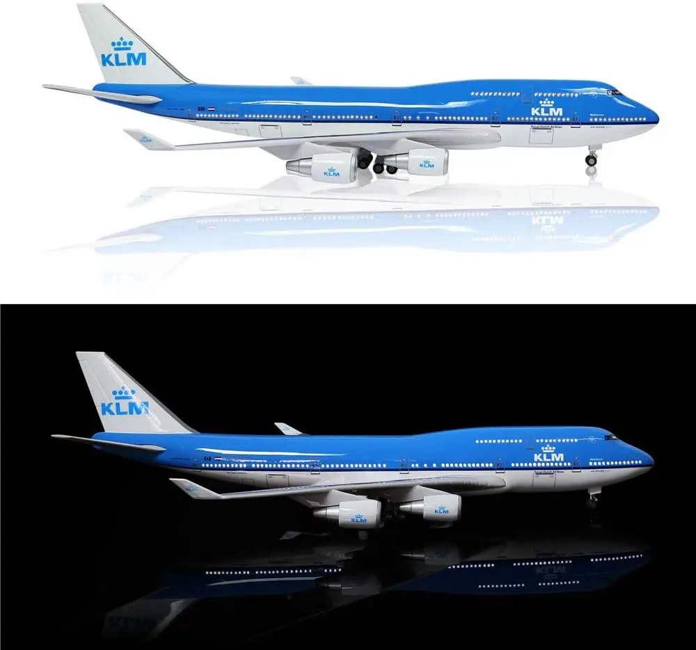 1/157 Scale 47CM Airplane B747 KLM Royal Dutch Airlines Model W Light Wheel Diecast Resin Plane For Collection Display Gifts