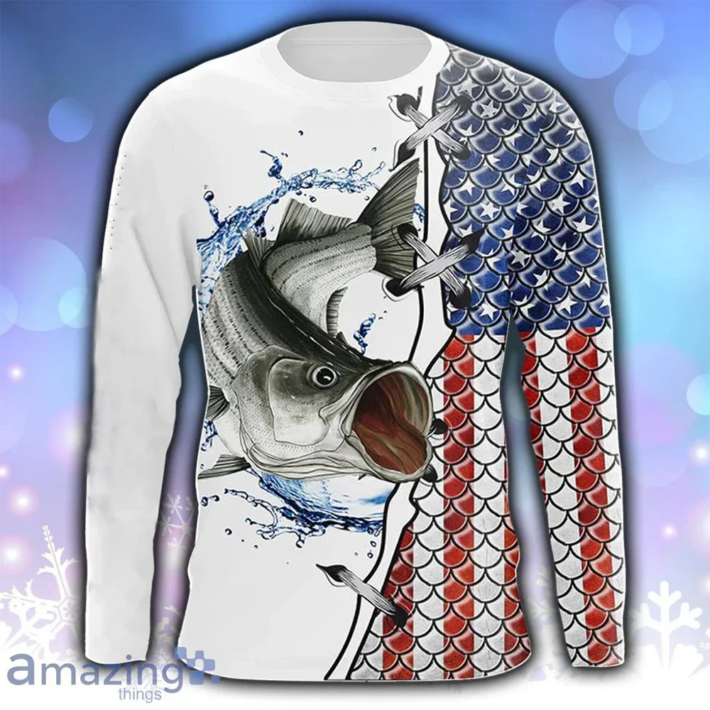 

Fishing Pattern 3d Printed Summer Men's/Women's Crew Neck T-Shirt Casual Long Sleeve Oversized Fashion Quality Trend Pullover