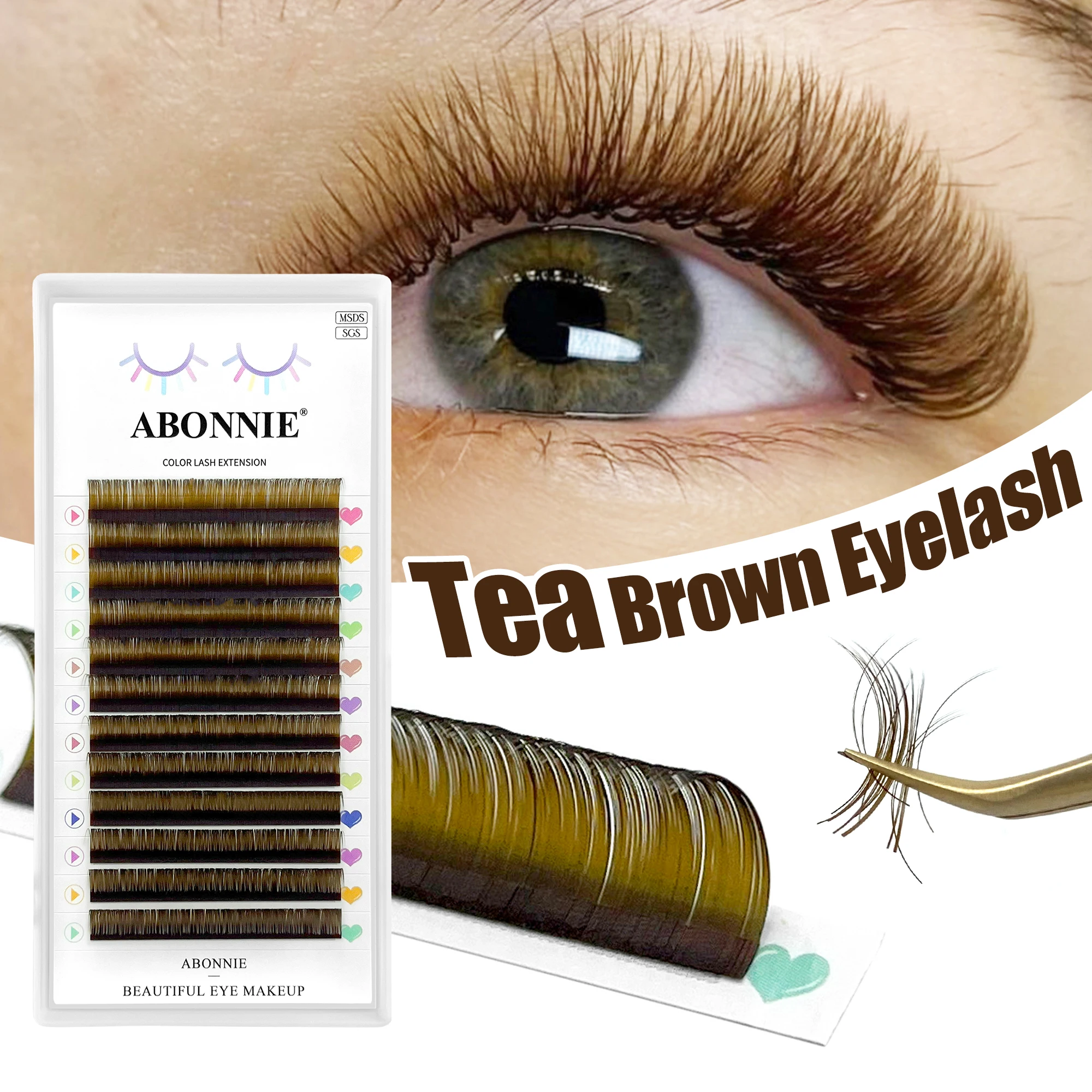 Abonnie Colorful Brown Individual Volume Eyelashes Extensions Dark Brown Colored Classic Lashes Extensions All Size