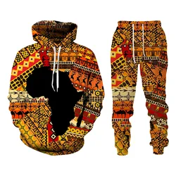 Halk özel 3d baskı Hoodies pantolon takım elbise erkek kadın eşofman 2 adet setleri uzun kollu etnik tarzı afrika Danshiki erkek giysileri