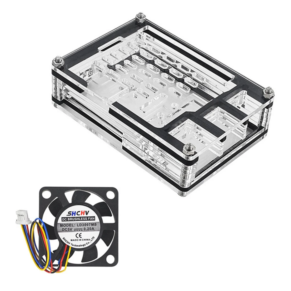 Casing Akrilik Transparan Mendukung Pendingin Aktif Resmi 9 Lapisan Kotak Pelindung untuk Raspberry Pi 5 4GB/8GB