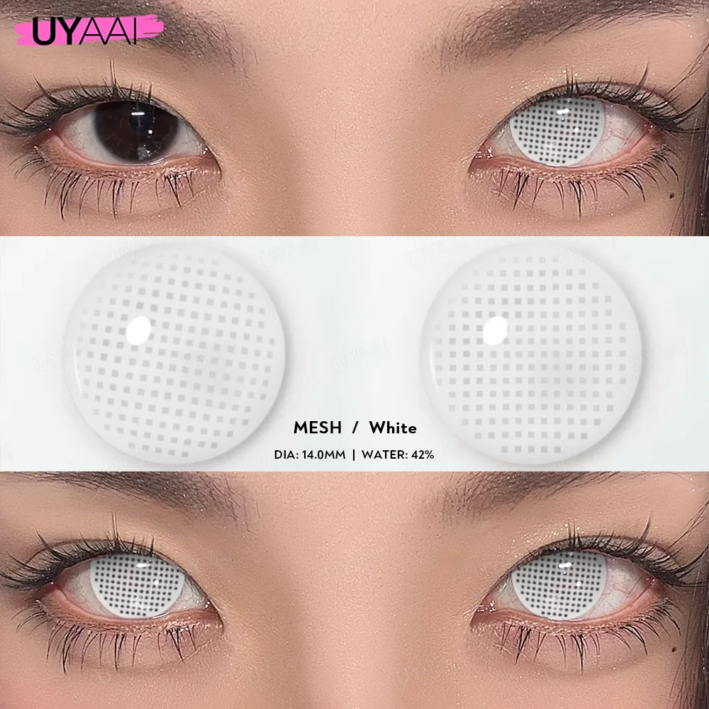 UYAAI 1 Paar Cosplay Multicontacts für Augen, weiße farbige Linsen, Anime-Vampir-rote Linsen, schwarze Linsen für Halloween, lila Linse – Detail 12