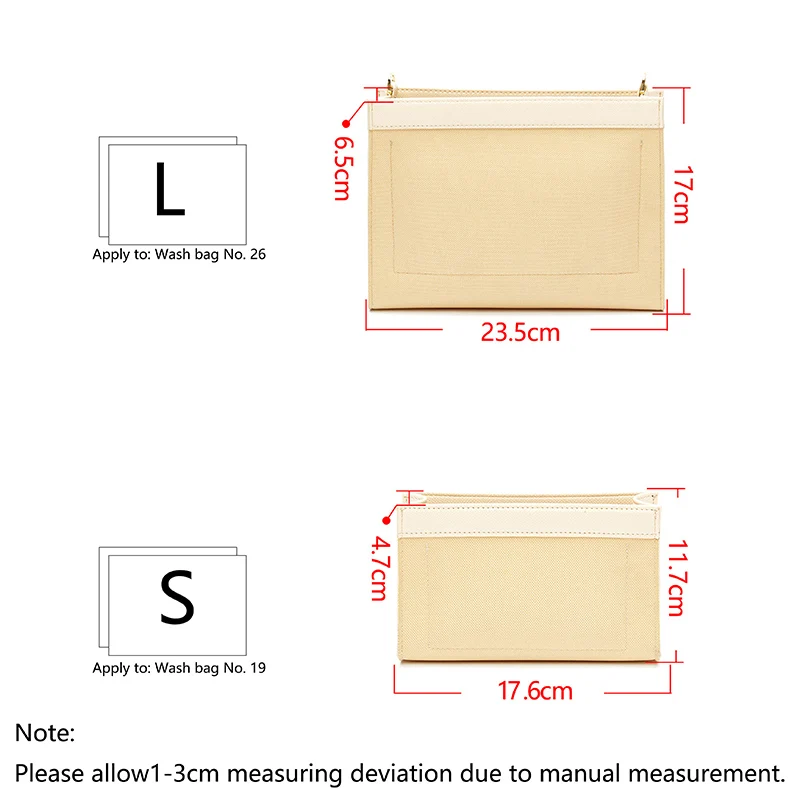 Tinberon saco de maquiagem à prova dwaterproof água de couro do plutônio apto para bolsa de higiene pessoal 19 26 saco forro com anel d saco de cosméticos inserção de luxo organizar