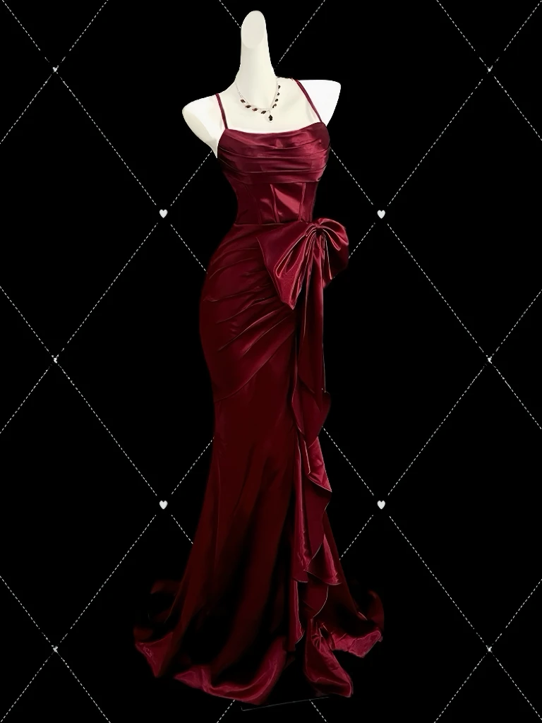 

Red Celebrity Dress Ruffle Mermaid Spaghetti Strap Red Carpet Anniverasry Meeting Cocktail Dress Long Maxi Party Evening Gowns