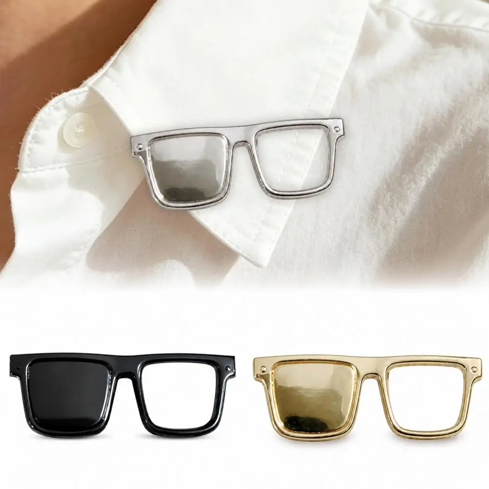Metal Brooch Pin Clothes Eyeglass Pin Eyeglasses Holder Brooch Pin Zinc Alloy Square Frame Glasses Accessory Eyewear for Men