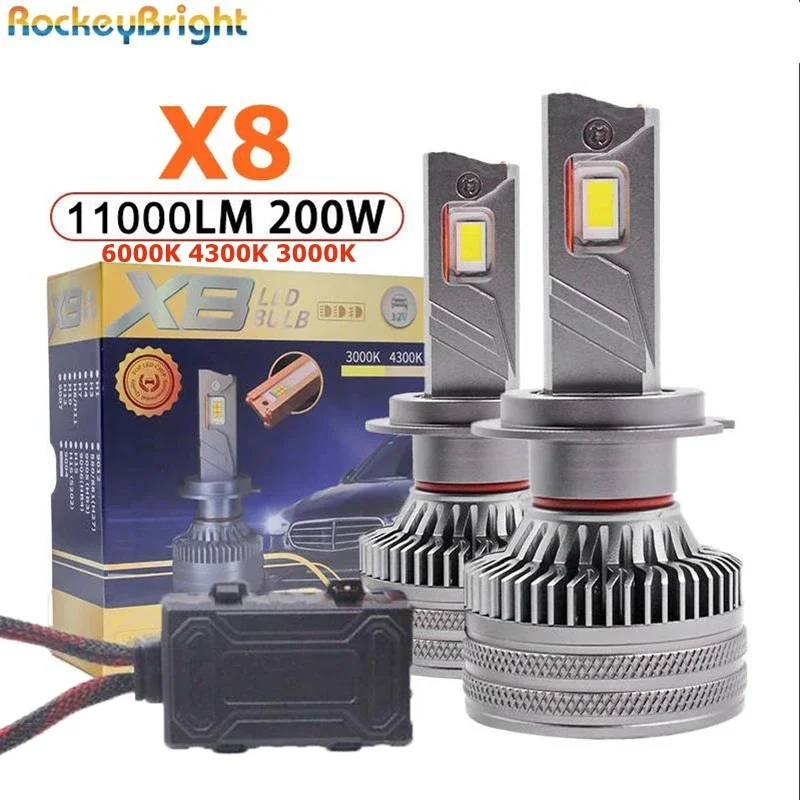 X8 200W Canbus H7 H11 Hb3 Led Headlight Bulbs LED H1 H4 H7 H11 9005 9006 9012 Car Led Headlight 4300K 3000K Fog Light