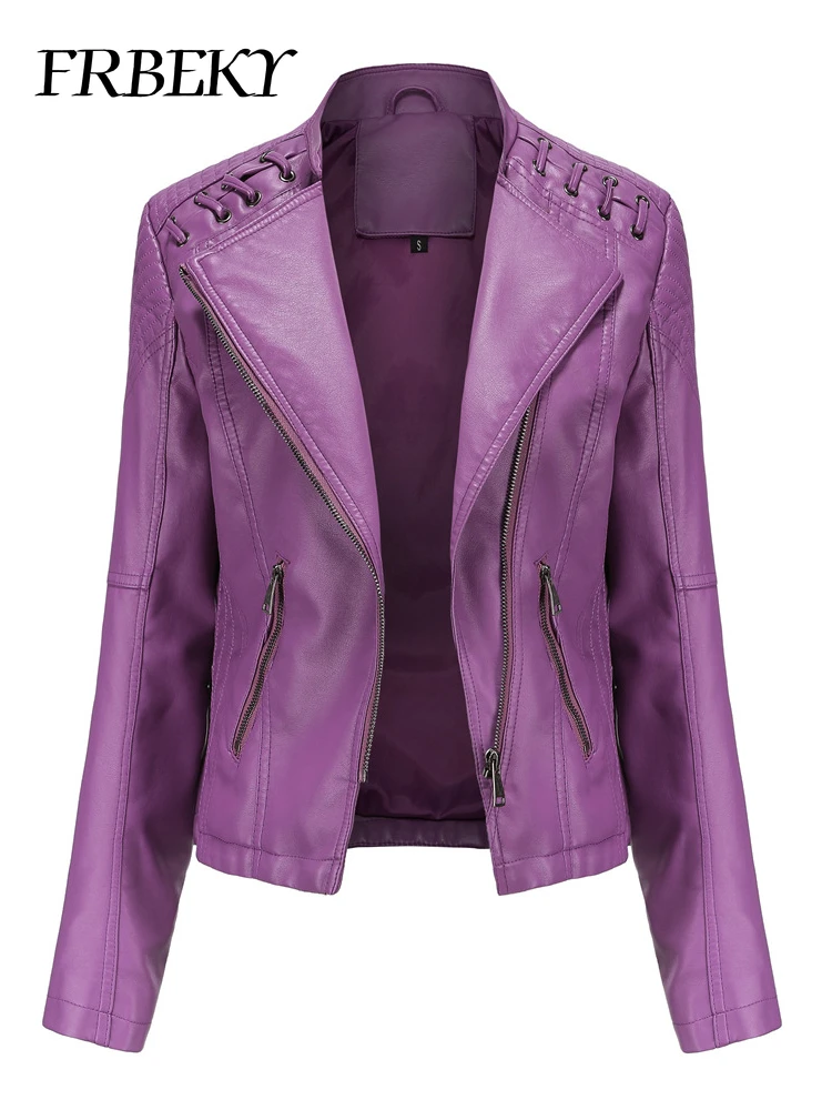 Frühling Herbst Kurzteil Langarm Reiß verschluss Jacke schlanke Kunstleder jacke lässig einfarbig Mode jacke lose Outwear