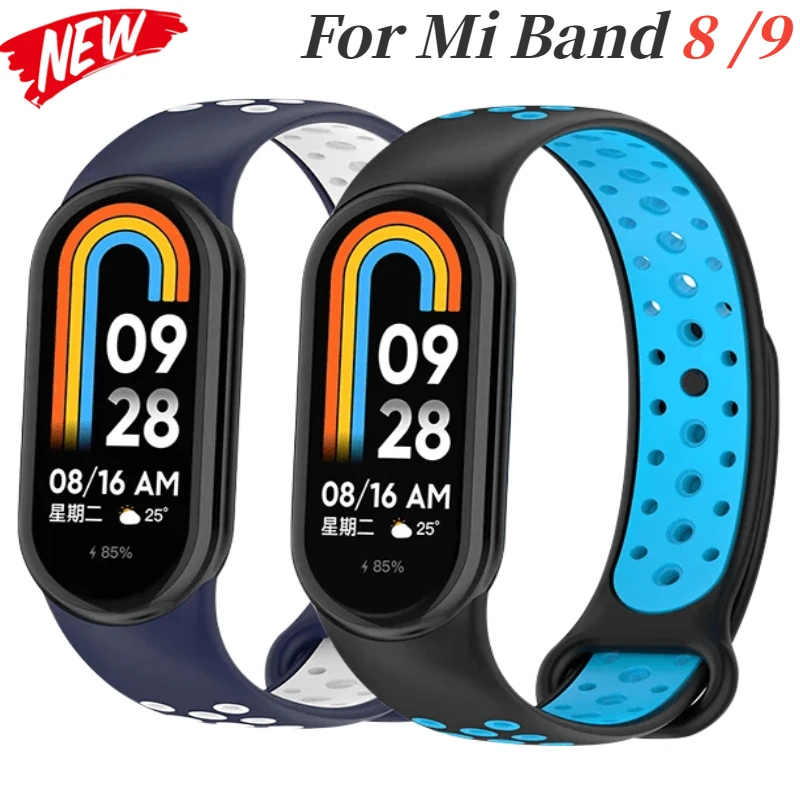 Мягкий силиконовый ремешок для Xiaomi Mi Band 8/9, спортивные часы, аксессуар, браслет, браслет для Mi Band 8/9, удобный сменный ремень