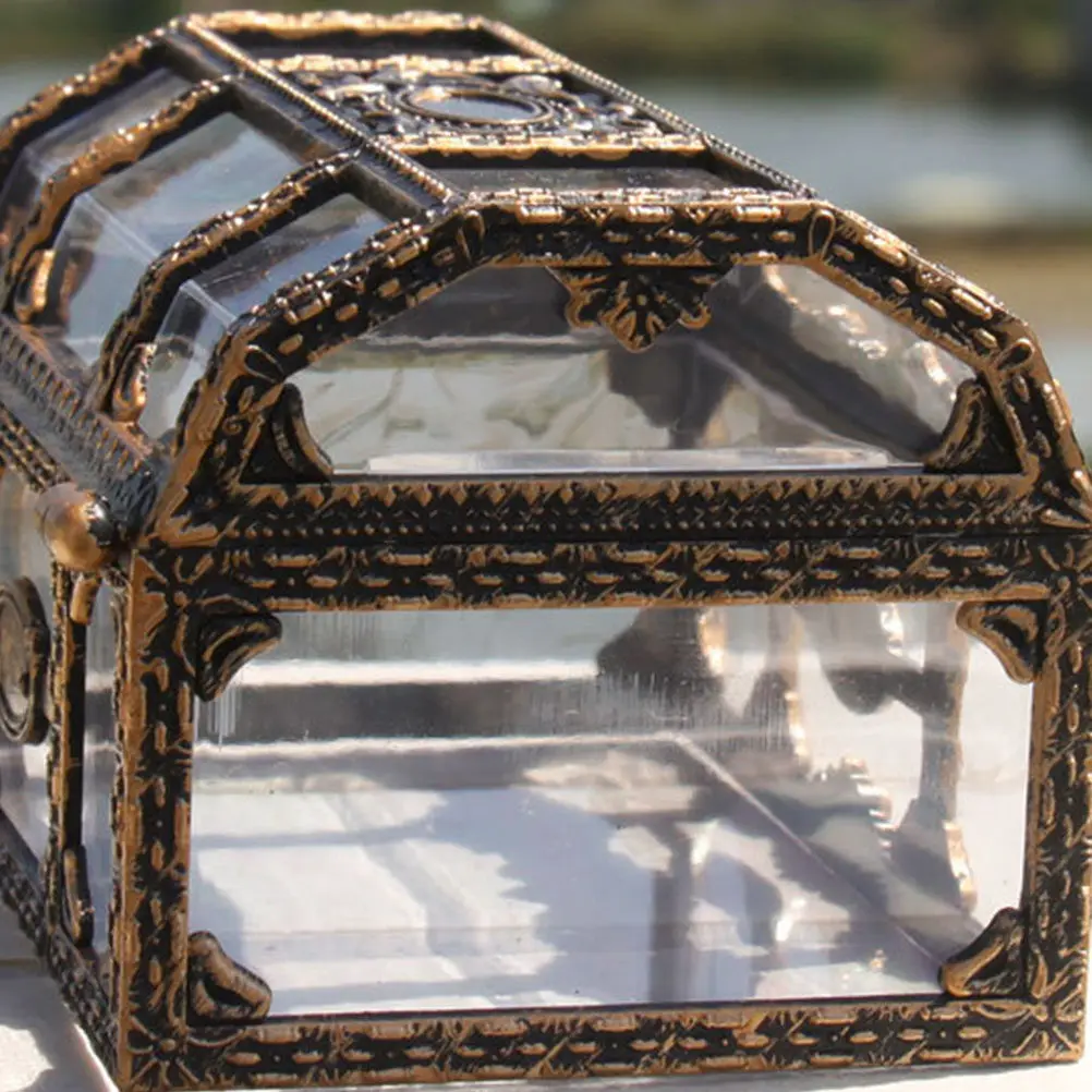 

5Pcs Mini Pirate Box for Plastic Treasure Chest Crystal Gem Storage Case Vintage Decor Table Ornament Birthday Party Favor
