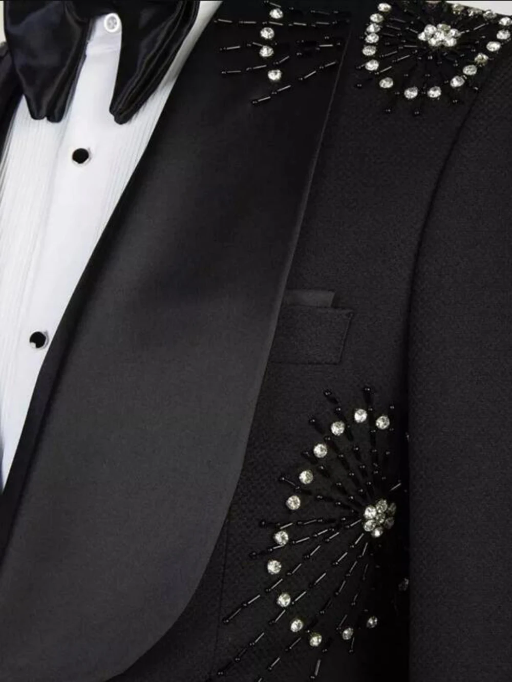 Luxury Crystals Beading Groom Wear Wedding Tuxedos Formal Party Suits Men Slim Fit  3 Pieces (Jacket Vest Pants) terno masculino