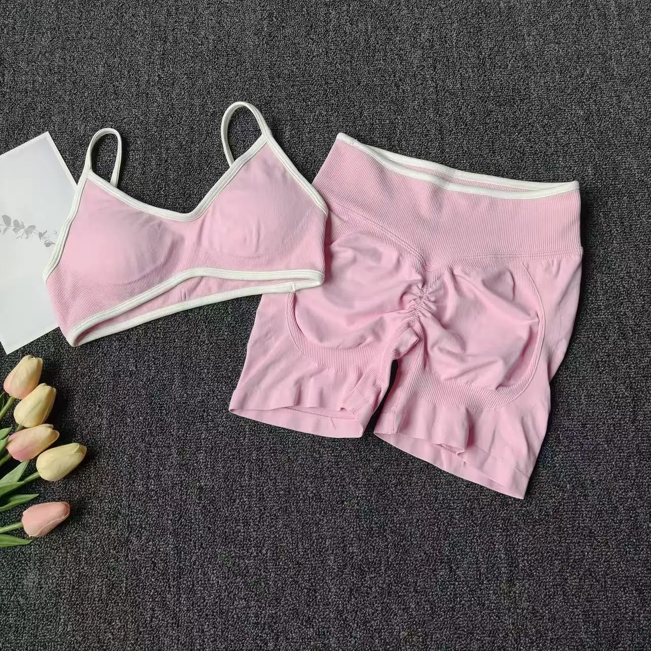 الخوخ الأرداف ملابس رياضية لليوجا النساء الصالة الرياضية سلس الحمالات جمع الصدرية عالية الخصر الورك رفع البطن تشديد السراويل اللياقة البدنية مجموعة