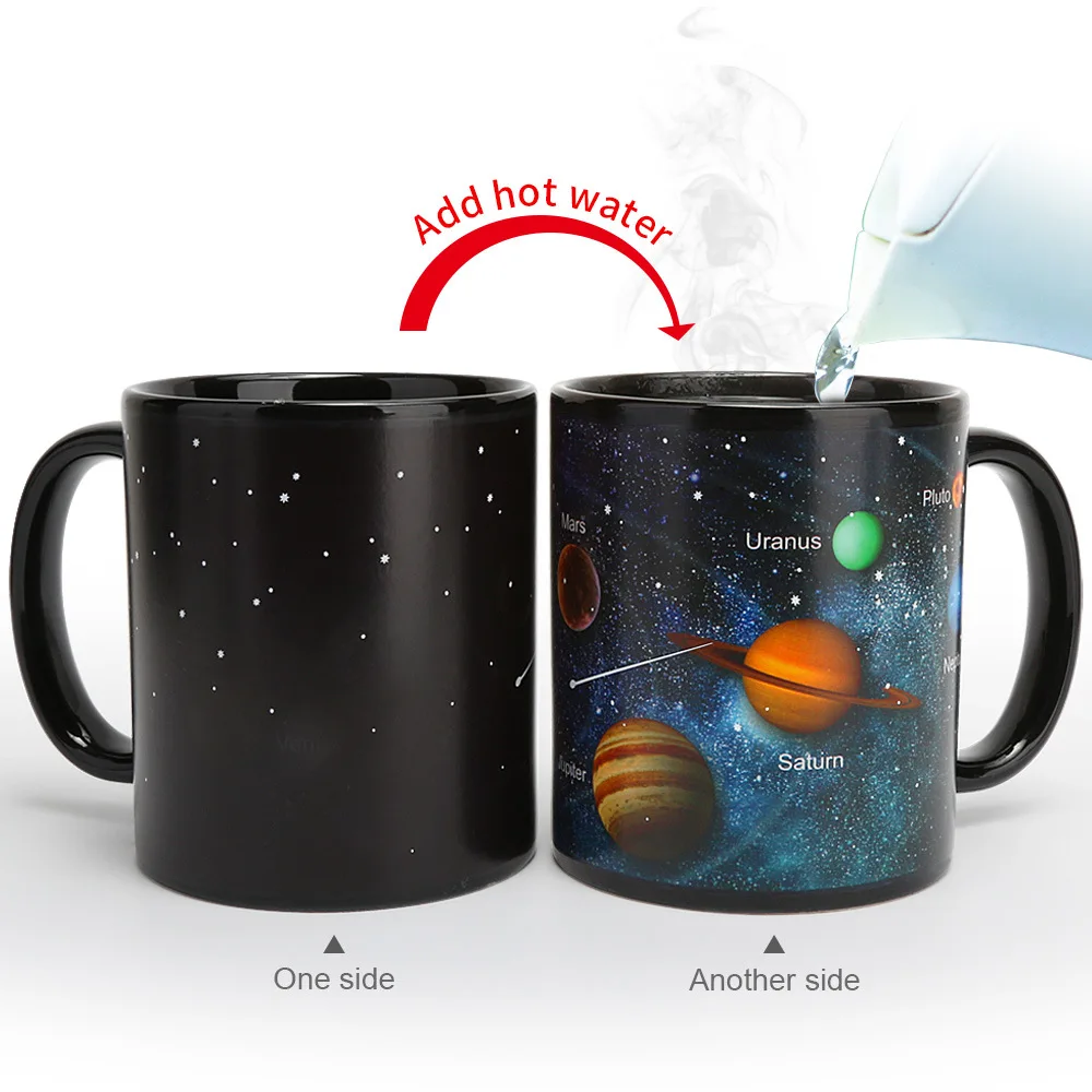 Magic Mug Solar System Color Changing Coffee Cup Outer Space Pattern Ceramic Water Heat Sensitive Coffee Summer Winter Drinkware