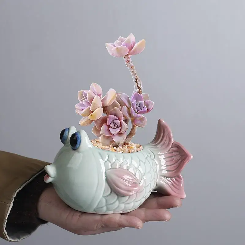 Balcony Desktop Marine Fish Animal Flower Pot Simple European Creative Personality Ceramic Succulent Flower Pots Kindergarten