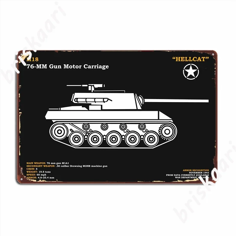 M18 Hellcat Tank Destroyer Metal Plaque Poster Cinema Garage Customize Wall Decor Club Bar Tin Sign Poster