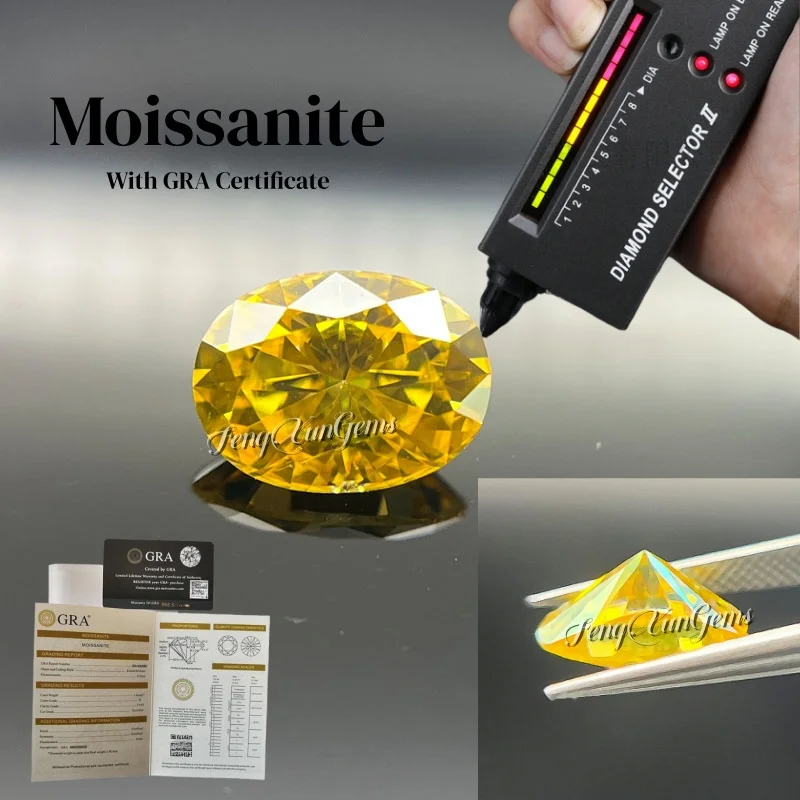 

Fashion Moissanite Stone Oval 0.2~8ct Yellow Lab Diamonds VVS1 With GRA Certificate For Jewelry Ring Earrings Necklace Making
