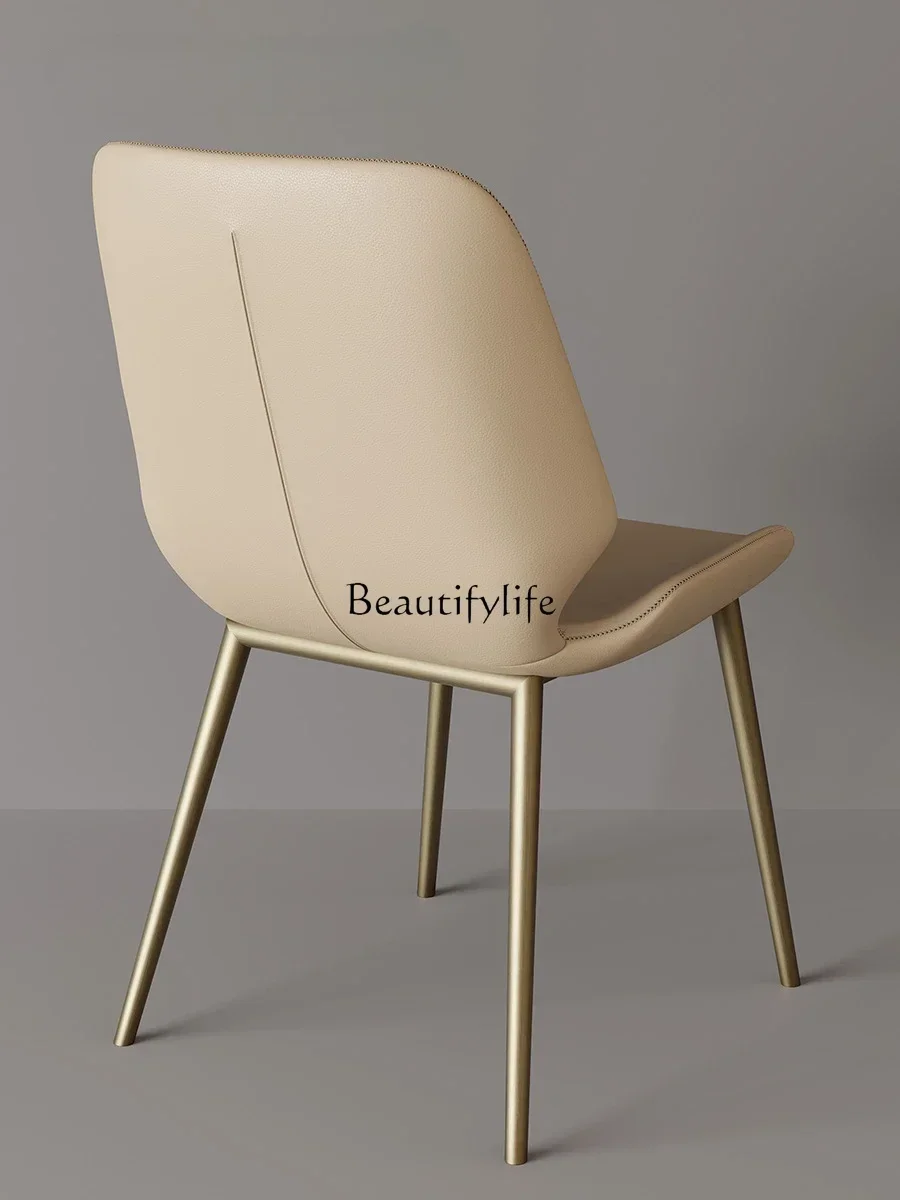 كرسي طعام منزلي حديث وبسيط وخفيف وفاخر ومسند ظهر للفنادق كريمي وكرسي من الجلد الناعم