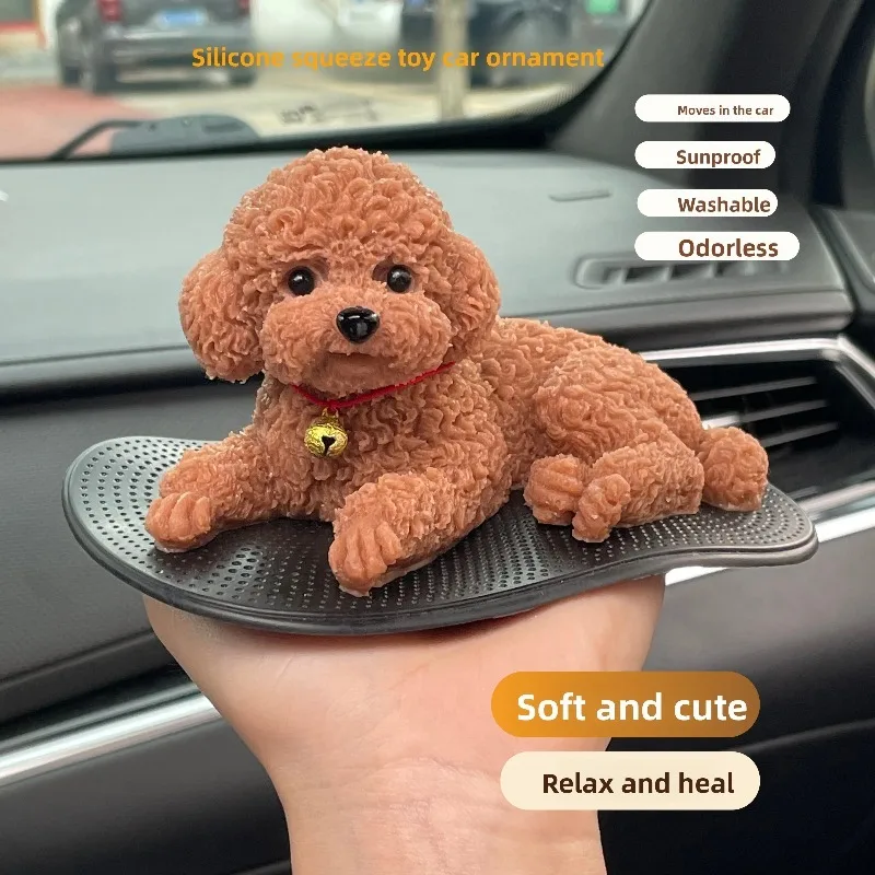 Auto-Dekorationsartikel aus Silikon: Teddyhund, Simulations-Haustier-Zubehör, Gadget-Halter, Mittelkonsolen-Automobil-Dekoration, Neu – Detail 4