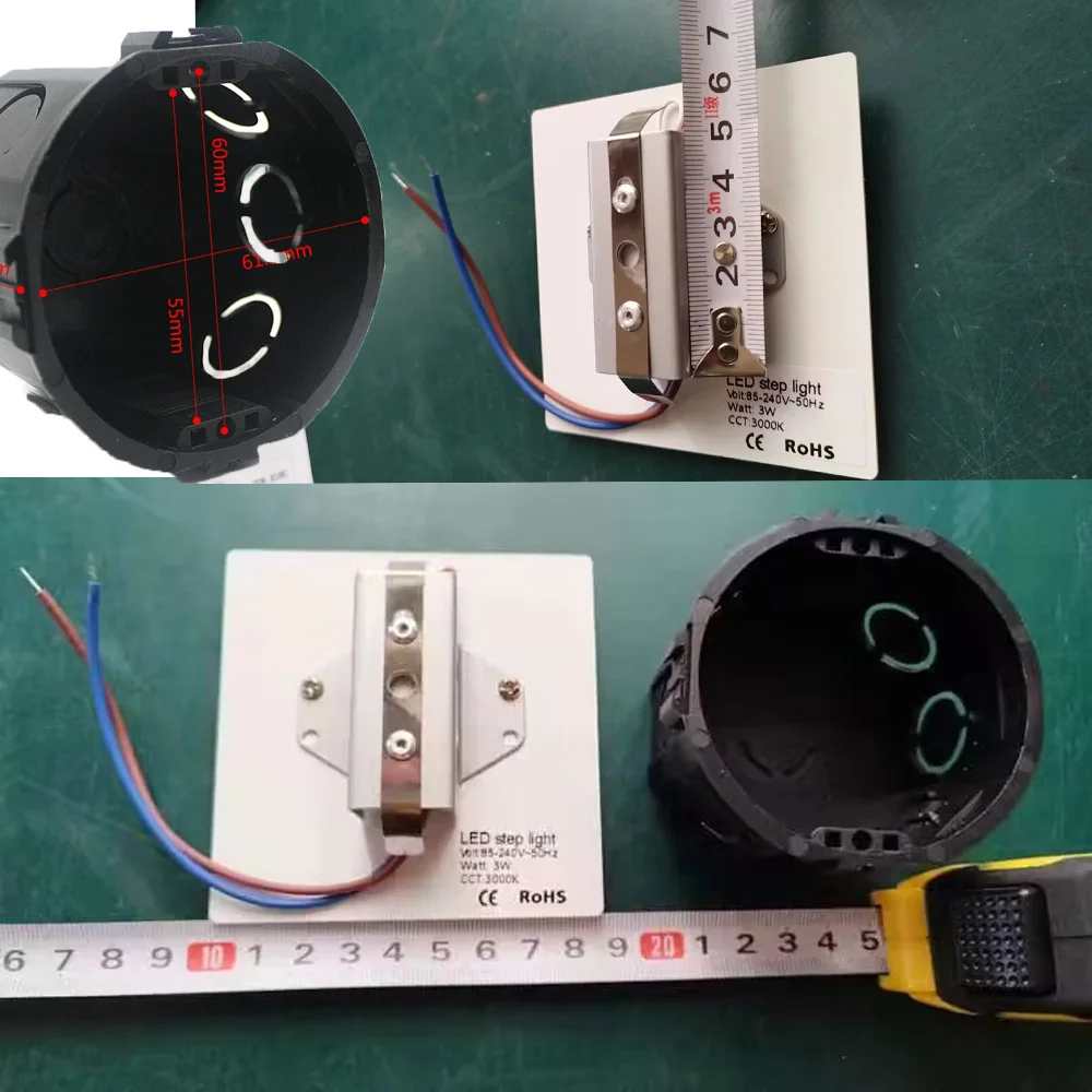 오목한 마운트 LED 벽 램프, 사각형 원형 계단 조명, 코너 풋라이트, 계단 침실 옷장 발코니 주방 장식