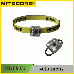 NITECORE NU05 V2 ładowana lampa czołowa 4 x wysokowydajny wbudowany akumulator LED 40 lumenów