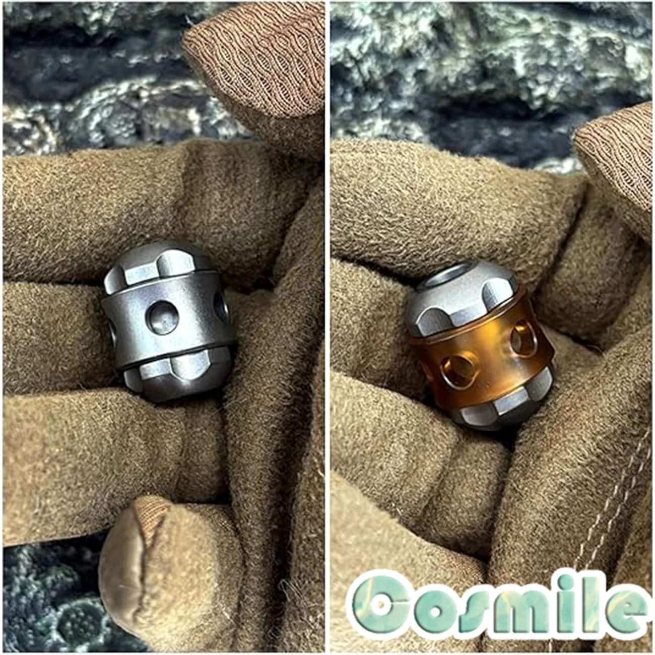 Perline con cordino in paracord PEI in titanio a forma di rotolo di caramelle per collana con ciondolo con perline per accessori fai da te con ciondolo per strumento EDC esterno