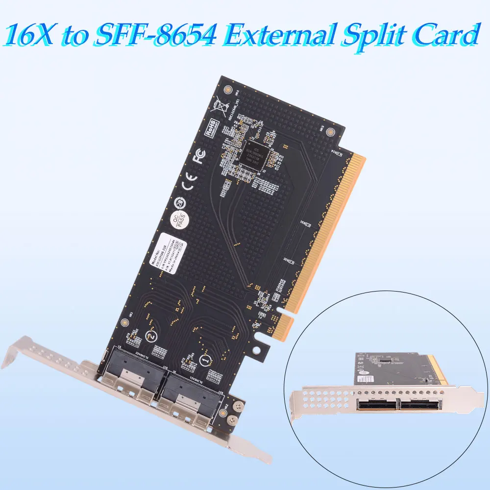 ADT-Link PCIe 4.0 16X to SFF-8654 External Split Card MCIO GPU Discrete Baseplate Graphics Network External Expansion Adapter