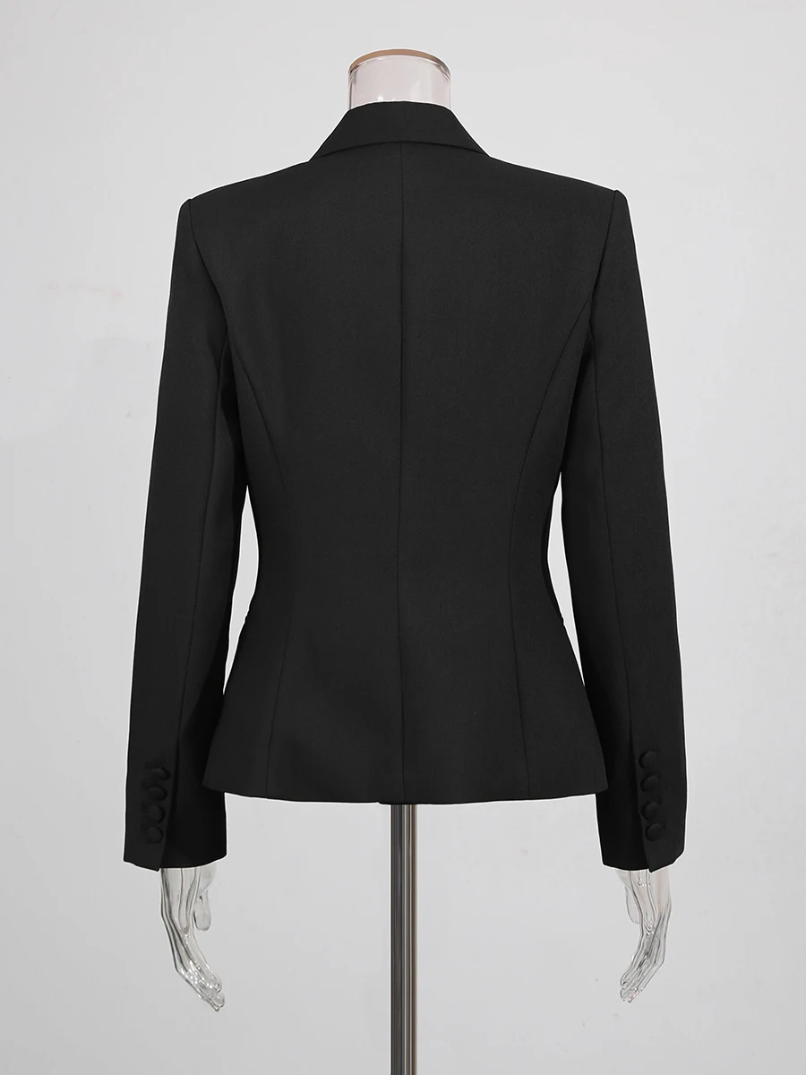 TWOTWINSTYLE Solido Dimagrante Impiombato Perline Eleganti Blazer per Le Donne Risvolto Patchwork Monopetto Giacca Sportiva Abbigliamento Femminile Nuovo