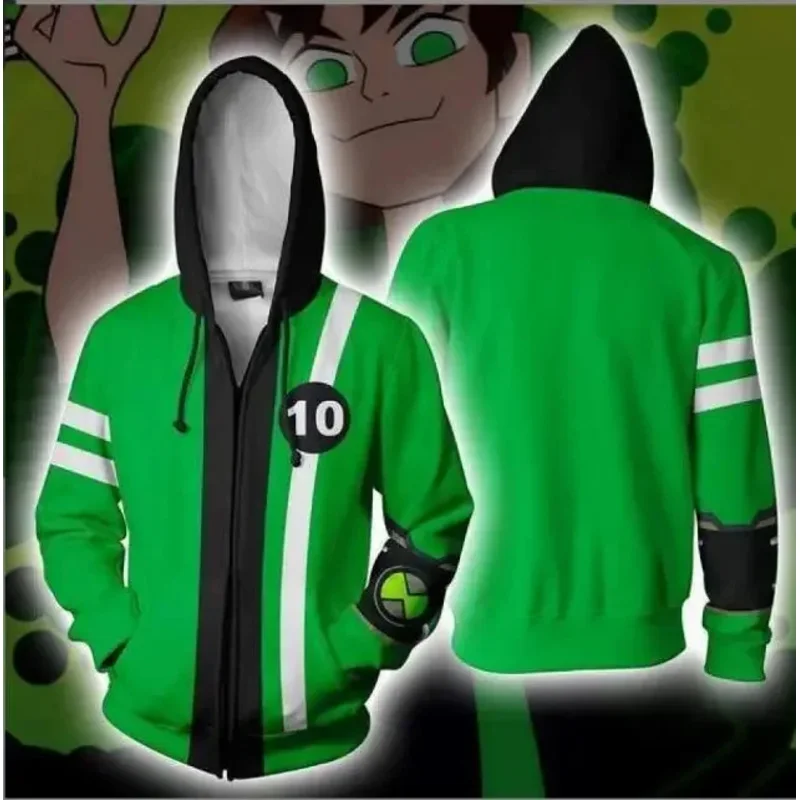 72th Anime Ben10 Alien Force 3D Print Zip Up Women/Men Hoodie Sweatshirt Ben Tennyson 10 Cosplay Zipper Hooded Jac