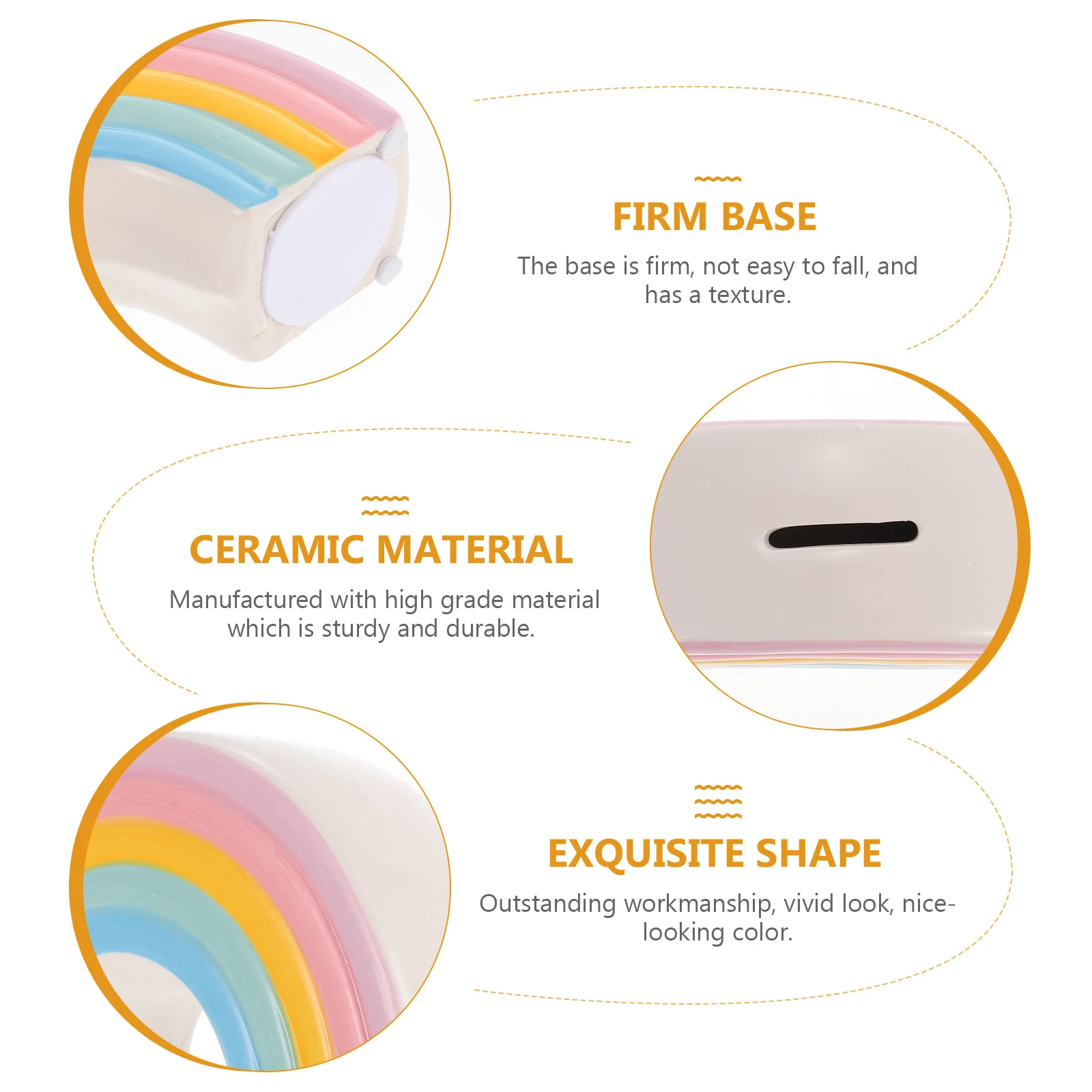 وعاء توفير سيراميك على شكل خنزير على شكل قوس قزح، صندوق تخزين أموال رائع للأطفال، حاوية عملات معدنية آمنة للأطفال #5