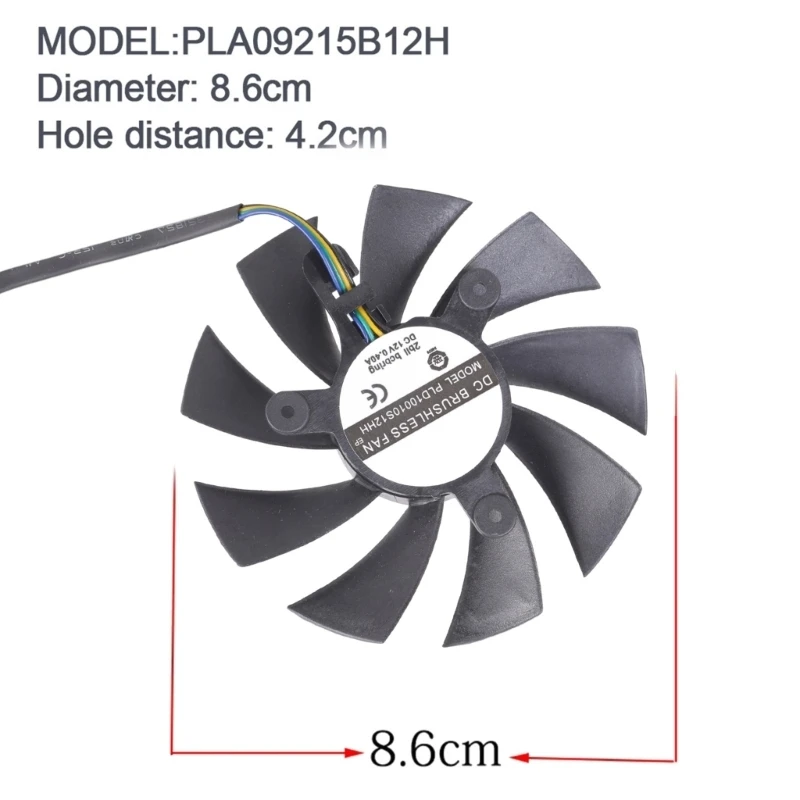 

86mm PLA09215B12H 4Pin 12V 0.4A VGA Fan Graphic Card Cooling for GTX1060 3G/6G best sale
