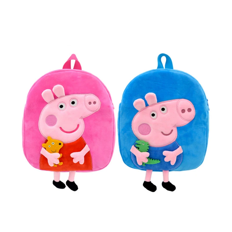 Peppa Pig Doll Backpack Set Anime Doll Plush Peppa Pig Coin Purse Boys Girl Soft Plush Toys Peppa Pig Shoulder Bag Prezenty dla dzieci