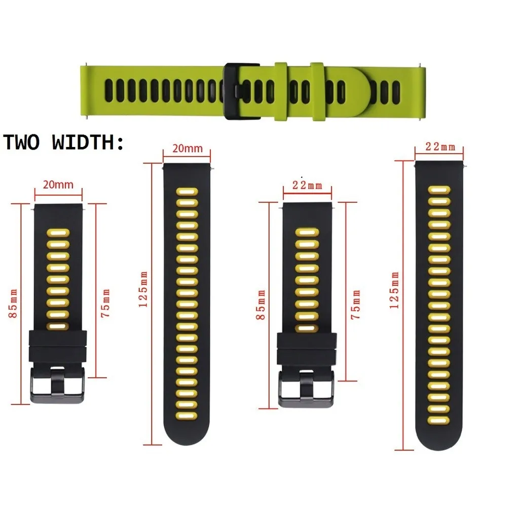 Huami Amazfit Bip6 Bip5 Bip3 Bip 3 5 6 Lite S U Pro Unity용 20mm 22mm 2색 실리콘 스트랩