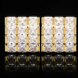 Men's Cufflinks Square Luxury Zircon Rhinestones French Shirts Cuffs Buttons Men and Women's Business Dresses Wedding Cuff Links