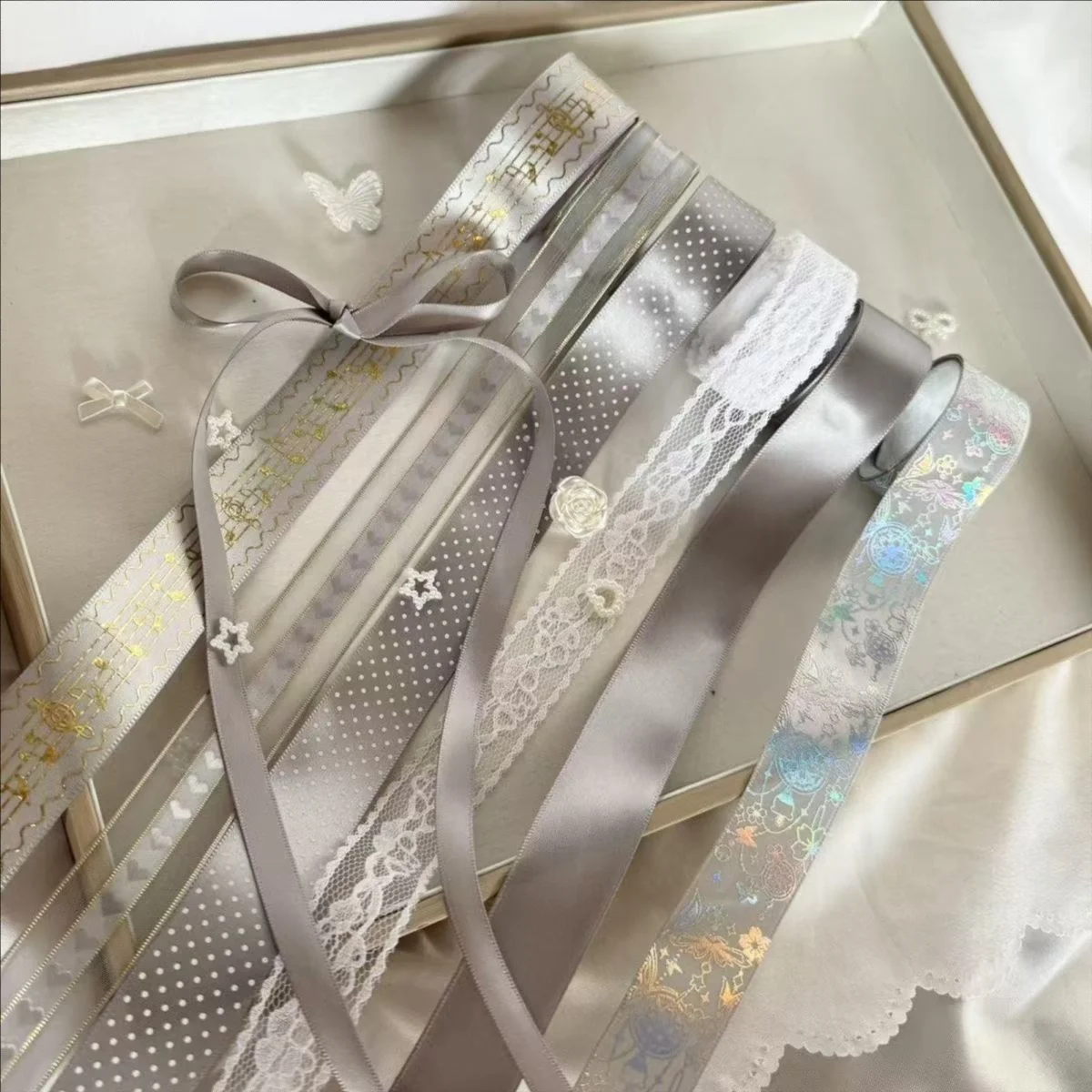 7-teiliges Set: Neue Bänder, Gumei-Abzeichen, DIY-Bastelmaterialien, Schleifenplatten, Bronzierung, Dekoration, Geschenk für Freunde – Detail 3