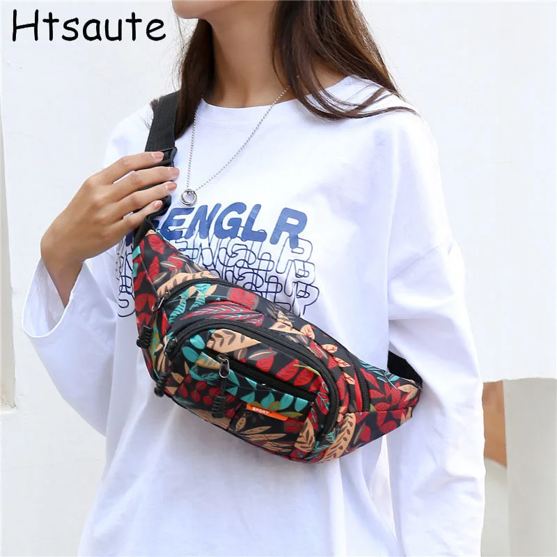 

Women Chest Crossbody Bags Fashion Nylon Leaves Printed Single Shoulder Bag Messenger Bags Pack for Travel Wallet Waist Pack