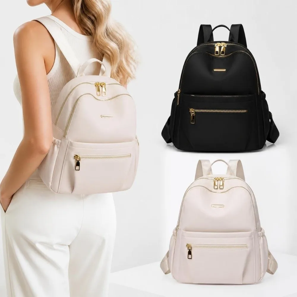 Elegant Waterproof Nylon Women Backpack Lightweight Multi-Pocket School Backpack Adjustable Strap Shoulder Bag Women
