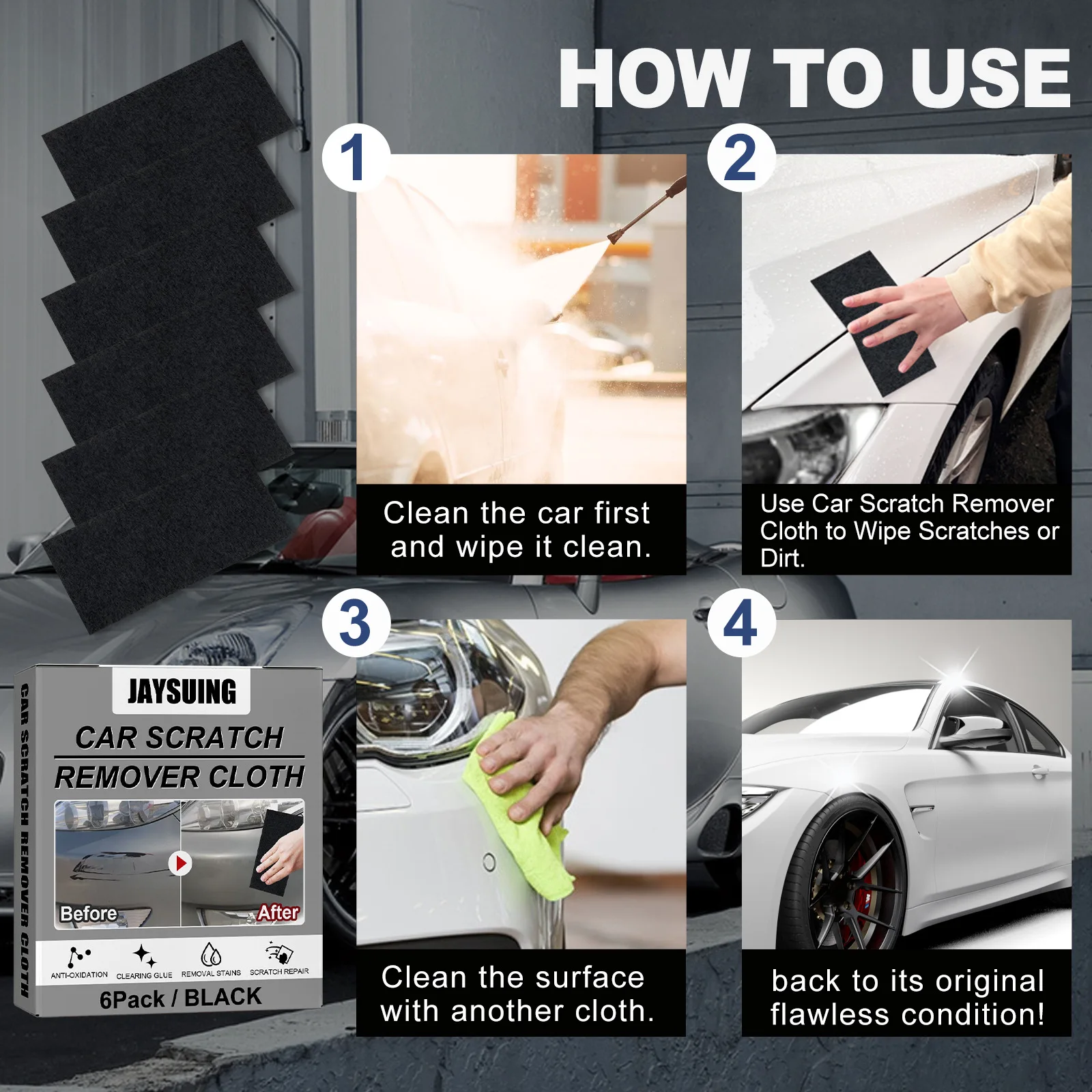 Car Scratch Eraser Cloth Car Micro Scratches Removal Car Paint Water Stain Cleaning Polishing Rag, Reusable Microfiber Auto Paint Scuff Eraser Swirl Marks Water Spot Remover Cloth For Vehicle Clear Coat Surface Polishing Restoring Tool Kit Set For Cars