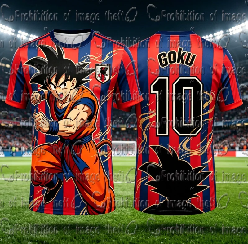 Summer New Anime Quick Dry Football Jersey Dragon Ball Goku No.10 Striped Short Sleeve Shirt Unisex Sports Training Tee Y2k