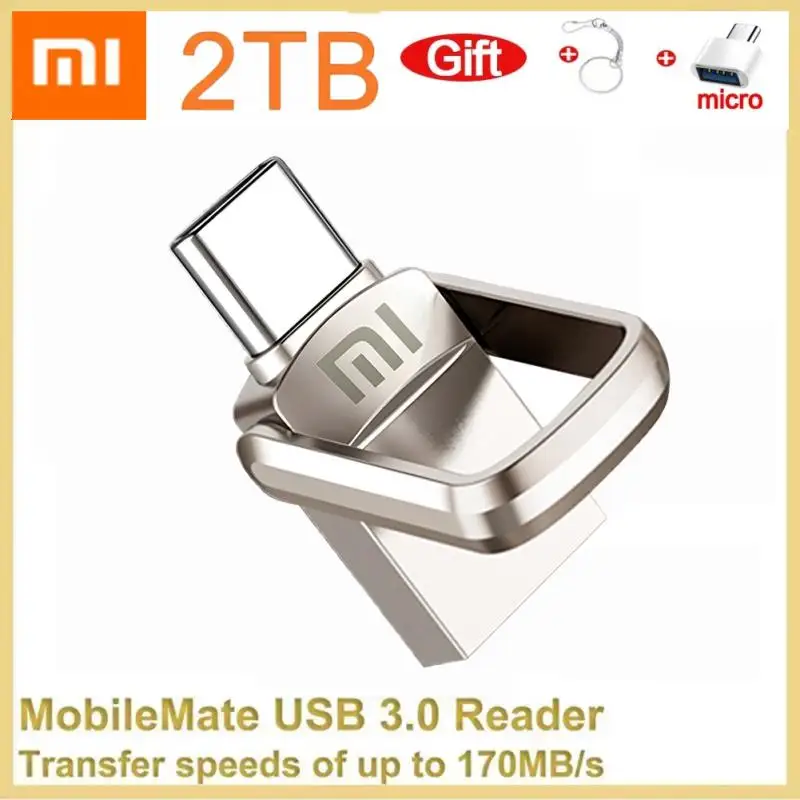 TOP Xiaomi Original U Disk 2TB Metal High Speed Portable 1TB Flash Pen Drive USB 3.0 1TB 2TB Type-C Adapter Expanded Data 512G