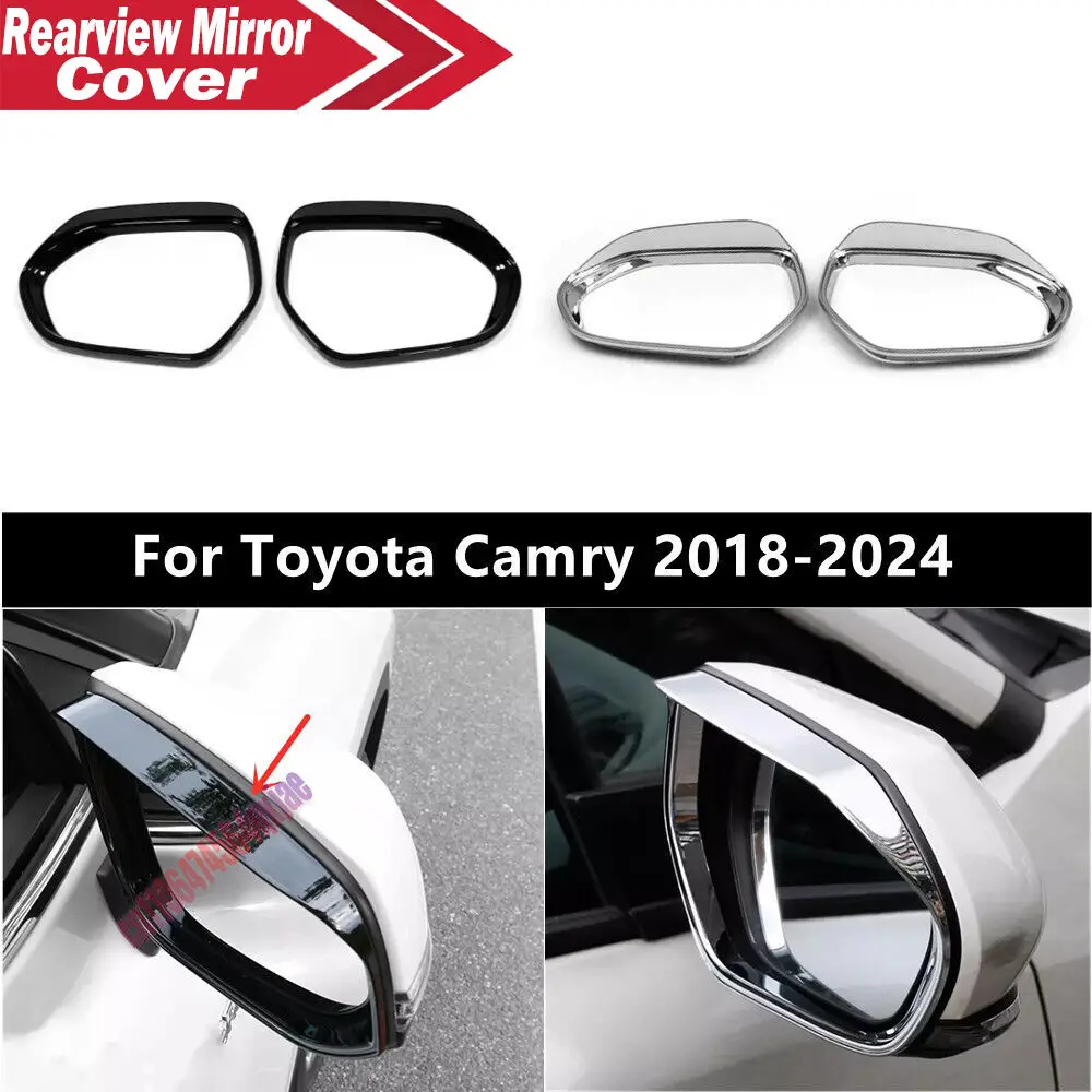 For Toyota Camry 2018-2024 Car Rearview Mirror Rain Eyebrow Protector Cover Rainproof Frame ABS Mirror Accessories