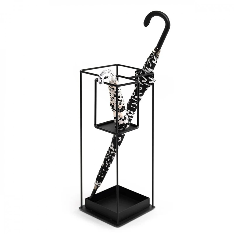 Iron Floor-Standing Umbrella Holder Creative Home Umbrella Rack Modern Lobby Storage Bin Space-Saving Umbrella Organizer