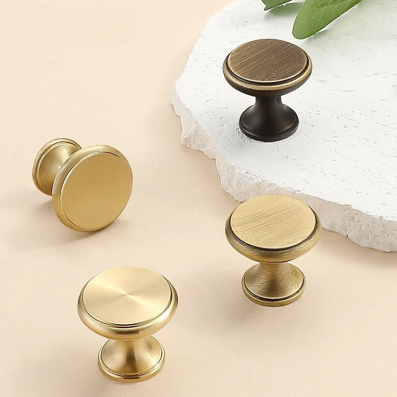 Brass French Style Light Luxury Wardrobe Cabinet Door Gold Small Single Hole Drawer Handle Simple Shoe Cabinet Door Handle