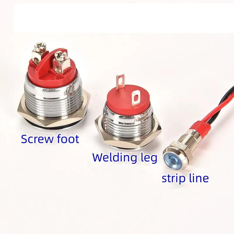 12/16/19/22/25MM LED wodoodporny metalowy wskaźnik śruba światła sygnalizacyjnego 3V 5V 6V 9 v12v 24V 220V czerwony/żółty/niebieski/zielony/biały